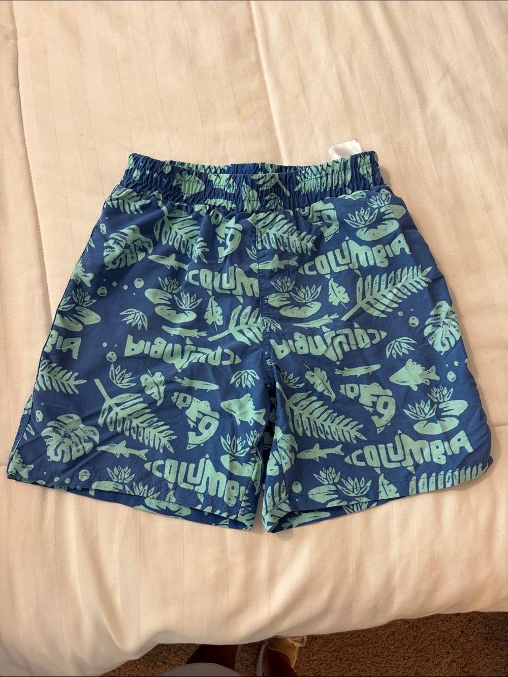 Columbia Boys' Blue Tropical Print Swim Trunks